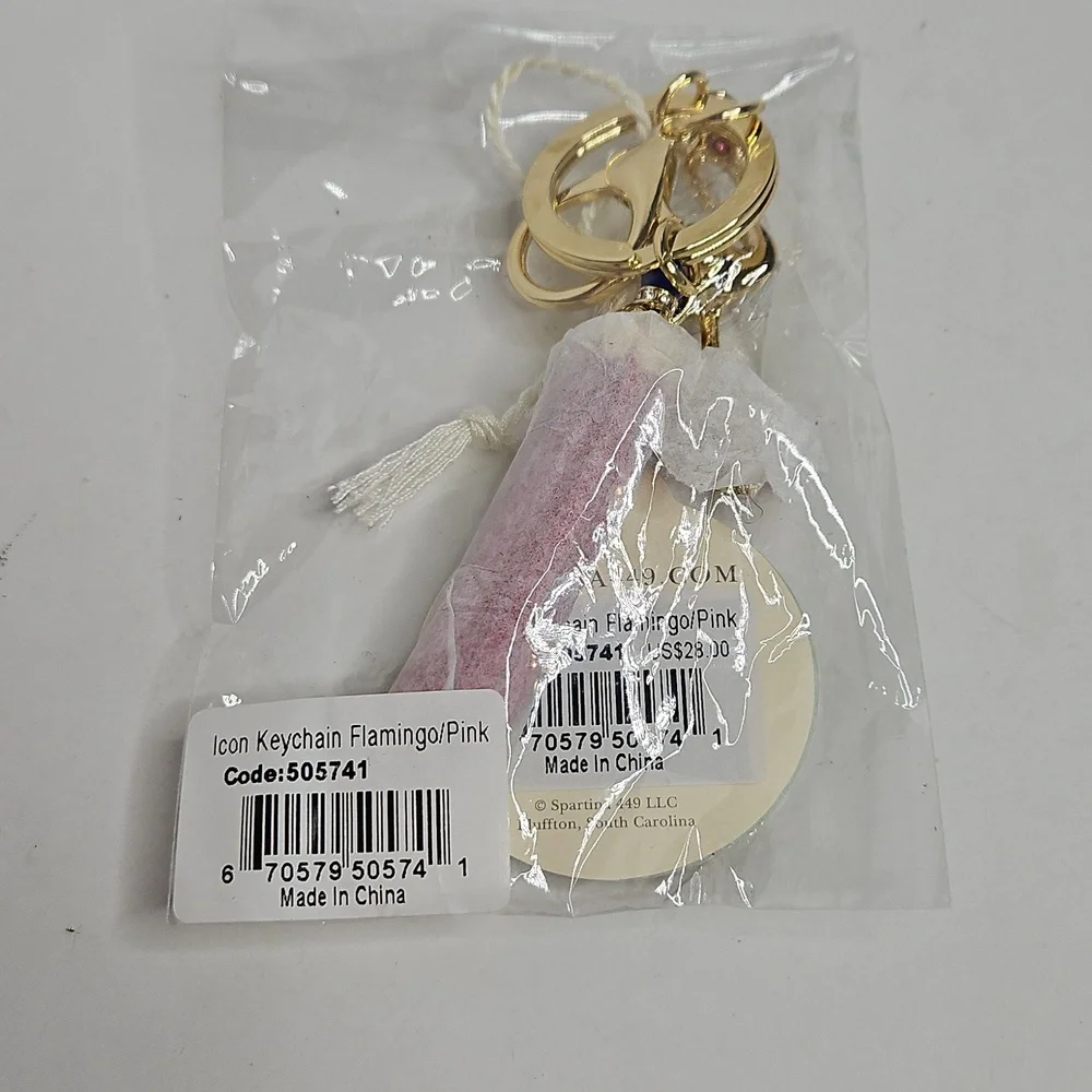 Spartina 449 Icon Keychain Bag Charm Pink Flamingo NEW